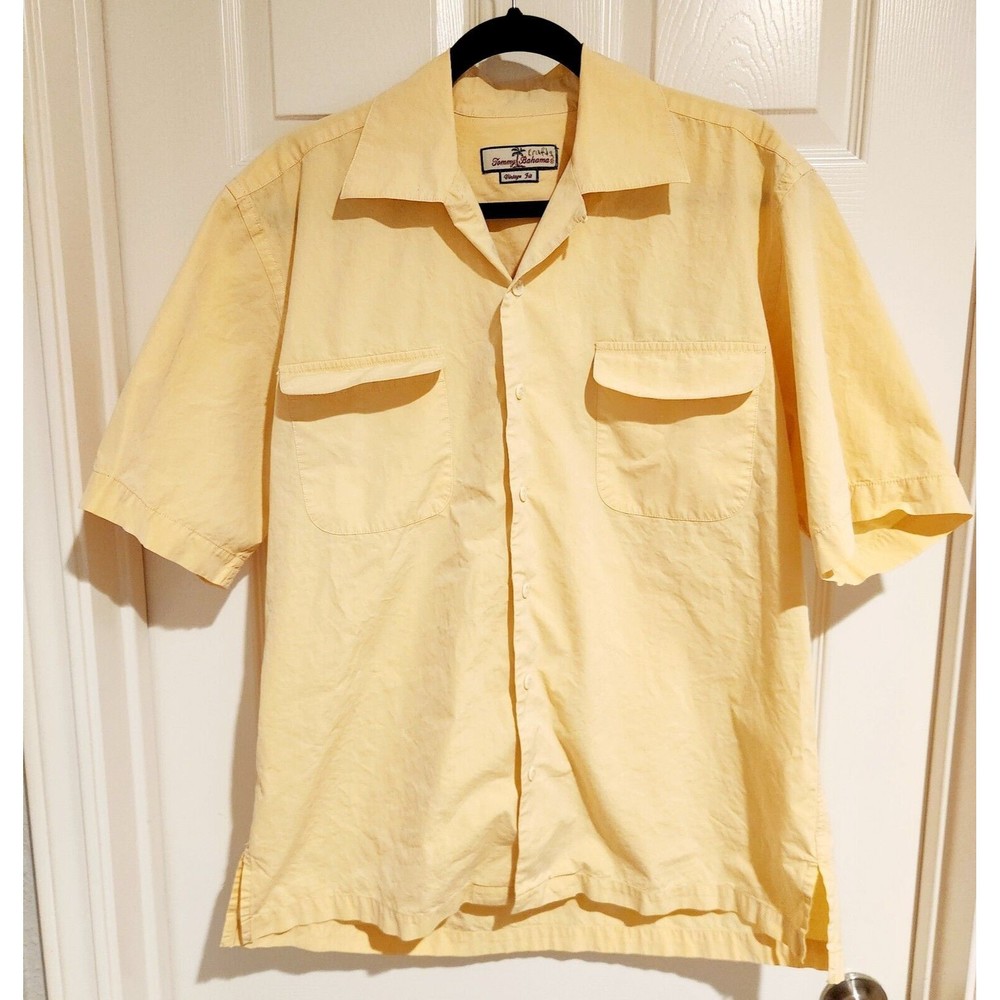 Tommy Bahama Vintage Fit Hawaiian Shirt Mens XL Yellow Button Up Down Casual